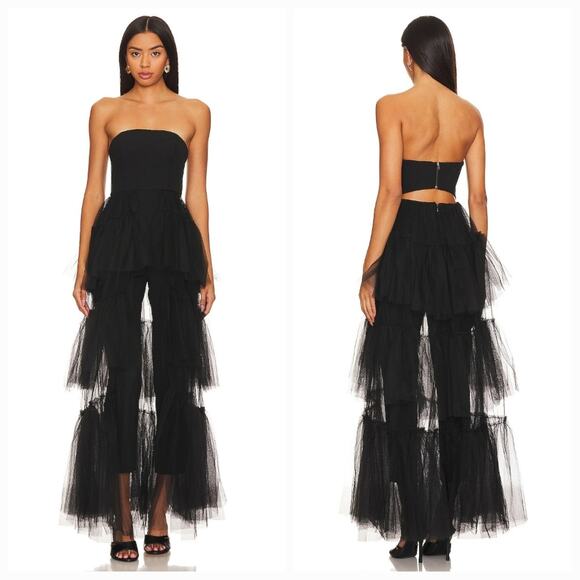 BCBGMAXAZRIA Ruffle Jumpsuit in Black